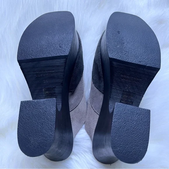 Platform Mule Clog in Two-Tone Gray Suede - Picture 10 of 15